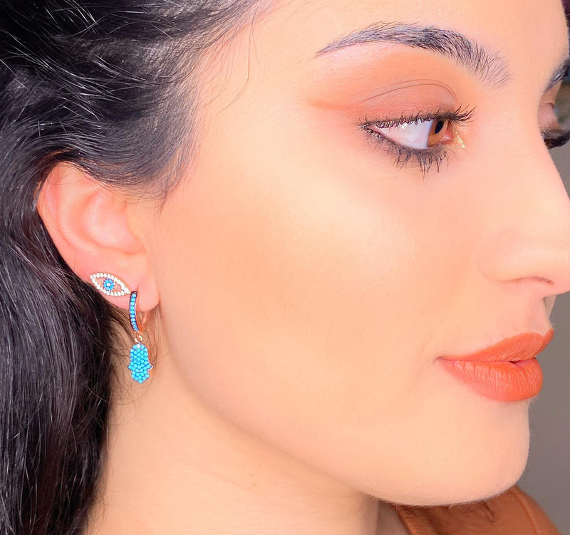 Turquoise Beauty Hamsa Earrings