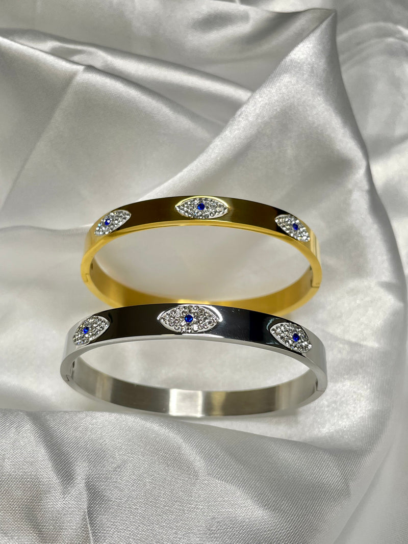 Silver Evil Eye Bangle
