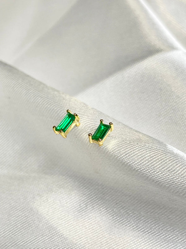 Gold Emerald Stud Earrings