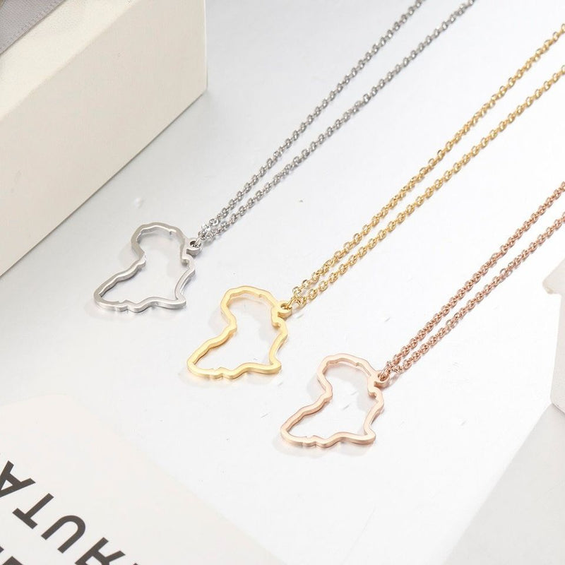 Gold Africa Outline Pendant