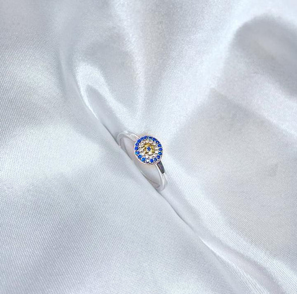 Classic Silver Round Evil Eye Ring