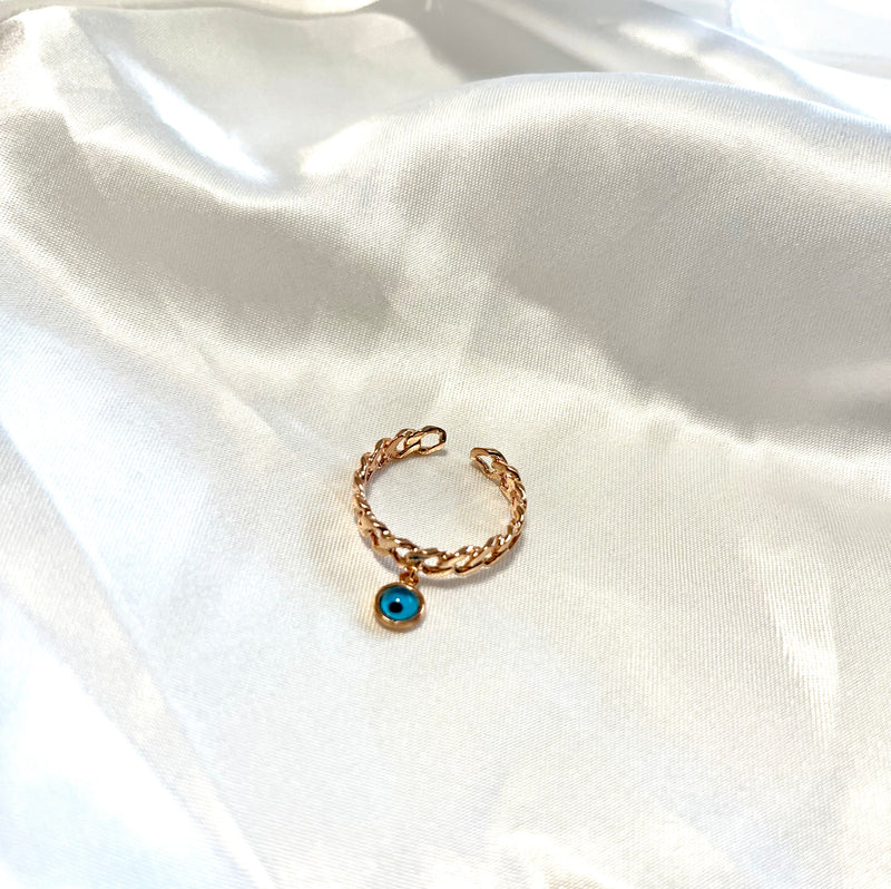 Rose Gold Trendy Hamsa Eye Adjustable Ring