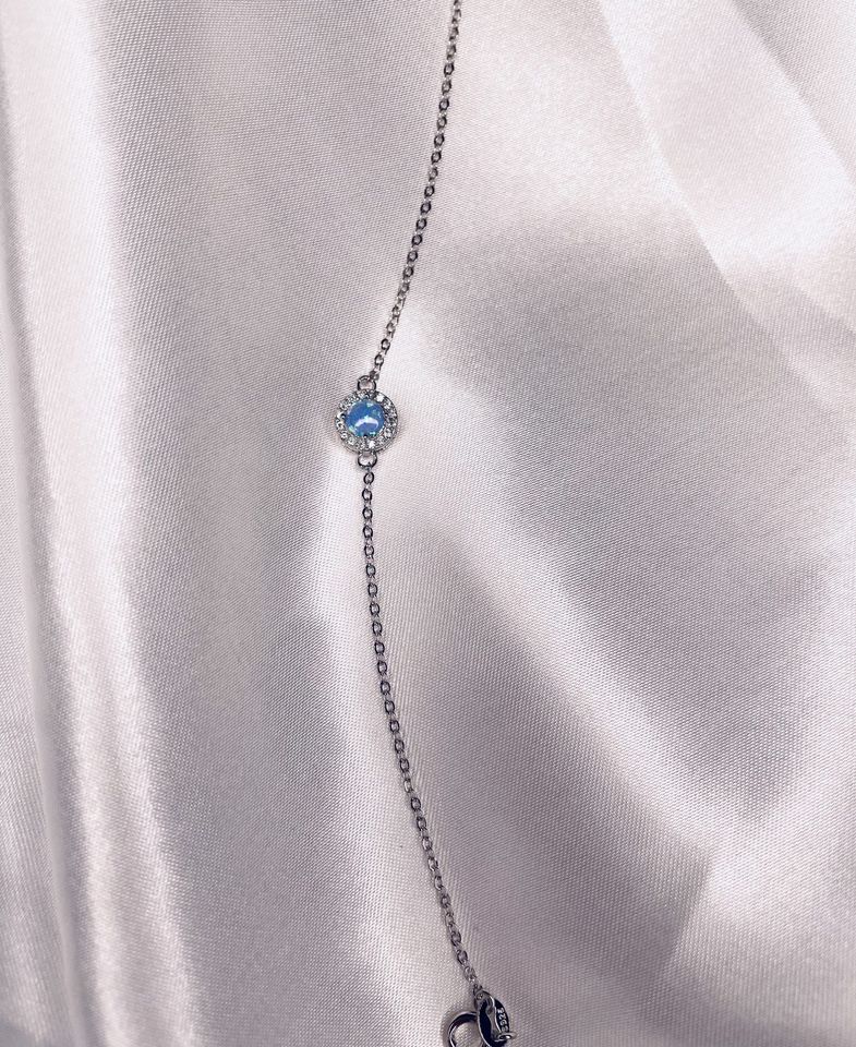 Silver Blue Opal Round Bracelet